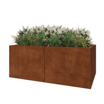 Jardinière XXL en acier Corten - Rectangle - 200 x 80 x 80 cm - Avec plaque de fond