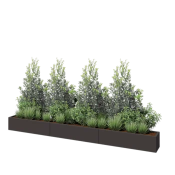 Jardinière XXL en acier - Rectangle - 360 x 30 x 30 cm - RAL7016 mat (gris anthracite) - Avec plaque de fond