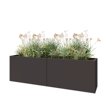 Jardinière XXL en acier - Rectangle - 200 x 40 x 60 cm - RAL7016 mat (gris anthracite) - Sanc plaque de fond