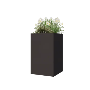 Jardinière en acier - Carré - 50 x 50 x 80 cm - RAL7016 mat (gris anthracite) - Avec plaque de fond
