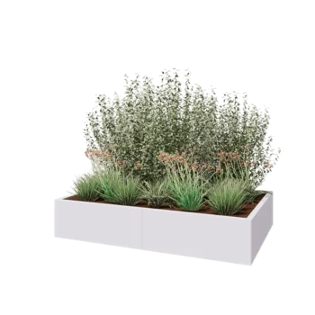 Jardinière XXL en acier - Rectangle - 160 x 100 x 30 cm - RAL9010 mat (blanc) - Sanc plaque de fond