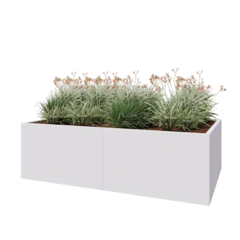 Jardinière XXL en acier - Rectangle - 200 x 120 x 60 cm - RAL9010 mat (blanc) - Avec plaque de fond