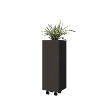 Jardinière en acier - Carré - 30 x 30 x 80 cm - Autre couleur RAL - Avec plaque de fond - Avec roulettes