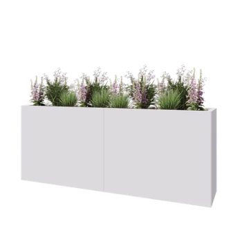 Jardinière XXL en acier - Rectangle - 200 x 40 x 80 cm - RAL9010 mat (blanc) - Sanc plaque de fond