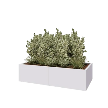 Jardinière XXL en acier - Rectangle - 160 x 80 x 40 cm - RAL9010 mat (blanc) - Sanc plaque de fond