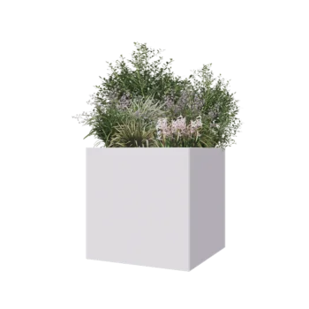 Jardinière en acier - Carré - 70 x 70 x 70 cm - RAL9010 mat (blanc) - Avec plaque de fond
