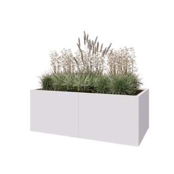 Jardinière XXL en acier - Rectangle - 160 x 80 x 60 cm - RAL9010 mat (blanc) - Sanc plaque de fond