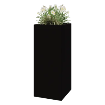 Jardinière en polyester - Carré - 50 x 50 x 120 cm - RAL9005 mat (noir) - Avec fond