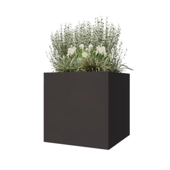 Jardinière en acier - Carré - 80 x 80 x 80 cm - RAL7016 mat (gris anthracite) - Avec plaque de fond