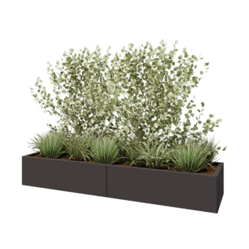Jardinière XXL en acier - Rectangle - 200 x 50 x 30 cm - RAL7016 mat (gris anthracite) - Sanc plaque de fond