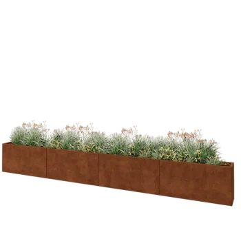 Jardinière XXL en acier Corten - Rectangle - 480 x 30 x 60 cm - Sanc plaque de fond