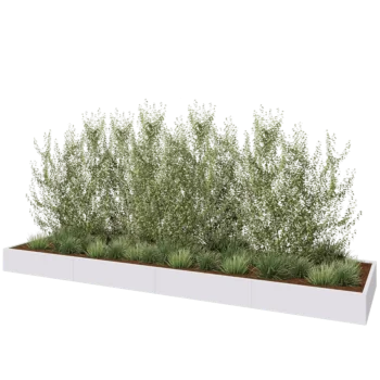 Jardinière XXL en acier - Rectangle - 480 x 120 x 30 cm - RAL9010 mat (blanc) - Avec plaque de fond
