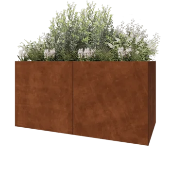 Jardinière XXL en acier Corten - Rectangle - 200 x 100 x 100 cm - Avec plaque de fond