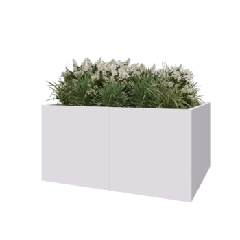 Jardinière XXL en acier - Rectangle - 160 x 120 x 80 cm - RAL9010 mat (blanc) - Sanc plaque de fond
