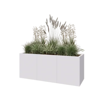 Jardinière XXL en acier - Rectangle - 150 x 50 x 60 cm - RAL9010 mat (blanc) - Sanc plaque de fond