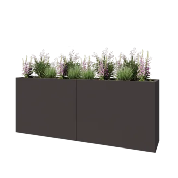 Jardinière XXL en acier - Rectangle - 200 x 40 x 80 cm - RAL7016 mat (gris anthracite) - Avec plaque de fond