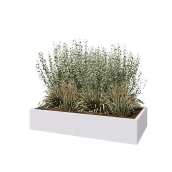 Jardinière XXL en acier - Rectangle - 160 x 80 x 30 cm - RAL9010 mat (blanc) - Avec plaque de fond