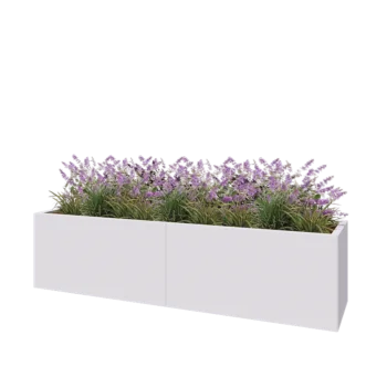 Jardinière XXL en acier - Rectangle - 200 x 50 x 50 cm - RAL9010 mat (blanc) - Sanc plaque de fond