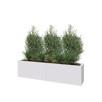 Jardinière XXL en acier - Rectangle - 160 x 30 x 40 cm - RAL9010 mat (blanc) - Sanc plaque de fond