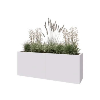 Jardinière XXL en acier - Rectangle - 160 x 40 x 60 cm - RAL9010 mat (blanc) - Sanc plaque de fond