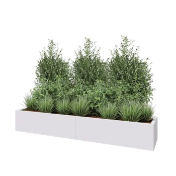Jardinière XXL en acier - Rectangle - 200 x 40 x 30 cm - RAL9010 mat (blanc) - Avec plaque de fond