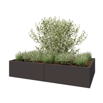 Jardinière XXL en acier - Rectangle - 200 x 120 x 40 cm - RAL7016 mat (gris anthracite) - Avec plaque de fond