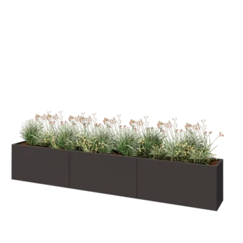 Jardinière XXL en acier - Rectangle - 360 x 40 x 60 cm - RAL7016 mat (gris anthracite) - Sanc plaque de fond