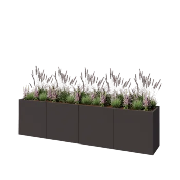 Jardinière XXL en acier - Rectangle - 320 x 50 x 80 cm - RAL7016 mat (gris anthracite) - Sanc plaque de fond