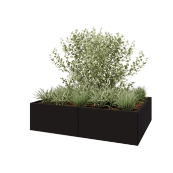 Jardinière XXL en acier - Rectangle - 160 x 120 x 40 cm - RAL9005 mat (noir) - Sanc plaque de fond