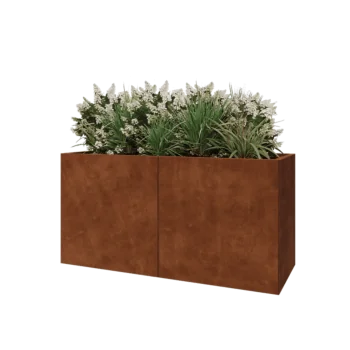 Jardinière XXL en acier Corten - Rectangle - 160 x 60 x 80 cm - Avec plaque de fond