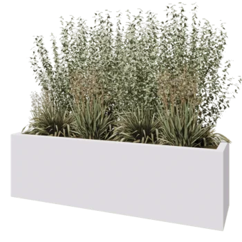 Jardinière en polyester - Rectangle - 200 x 50 x 60 cm - RAL9010 mat (blanc) - Avec fond