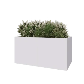 Jardinière XXL en acier - Rectangle - 160 x 80 x 80 cm - RAL9010 mat (blanc) - Sanc plaque de fond