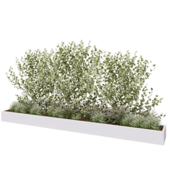 Jardinière XXL en acier - Rectangle - 480 x 50 x 30 cm - RAL9010 mat (blanc) - Sanc plaque de fond