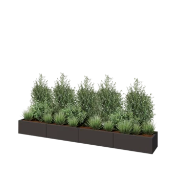 Jardinière XXL en acier - Rectangle - 320 x 40 x 30 cm - RAL7016 mat (gris anthracite) - Avec plaque de fond