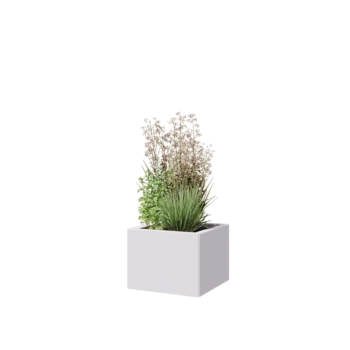 Jardinière en acier - Carré - 40 x 40 x 30 cm - RAL9010 mat (blanc) - Avec plaque de fond