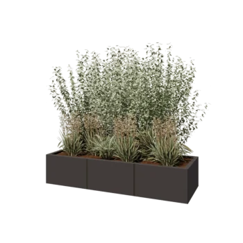Jardinière XXL en acier - Rectangle - 160 x 80 x 30 cm - RAL7016 mat (gris anthracite) - Avec plaque de fond