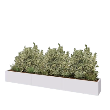Jardinière XXL en acier - Rectangle - 360 x 40 x 40 cm - RAL9010 mat (blanc) - Sanc plaque de fond