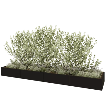 Jardinière XXL en acier - Rectangle - 480 x 100 x 40 cm - RAL9005 mat (noir) - Sanc plaque de fond