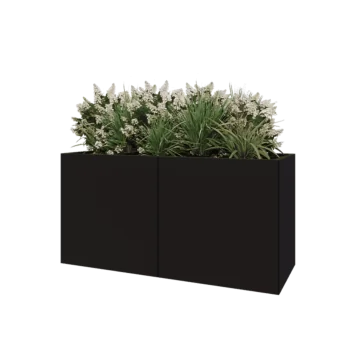 Jardinière XXL en acier - Rectangle - 160 x 60 x 80 cm - RAL9005 mat (noir) - Avec plaque de fond