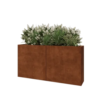 Jardinière XXL en acier Corten - Rectangle - 160 x 30 x 80 cm - Avec plaque de fond