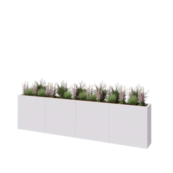 Jardinière XXL en acier - Rectangle - 320 x 30 x 80 cm - RAL9010 mat (blanc) - Avec plaque de fond
