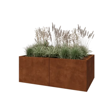 Jardinière XXL en acier Corten - Rectangle - 160 x 100 x 60 cm - Avec plaque de fond