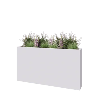 Jardinière en polyester - Rectangle - 150 x 25 x 80 cm - RAL9010 mat (blanc) - Avec fond