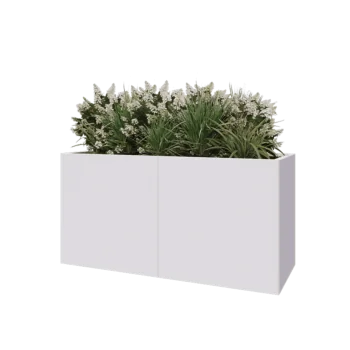 Jardinière XXL en acier - Rectangle - 160 x 60 x 80 cm - RAL9010 mat (blanc) - Sanc plaque de fond