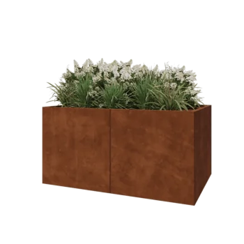 Jardinière XXL en acier Corten - Rectangle - 160 x 100 x 80 cm - Avec plaque de fond
