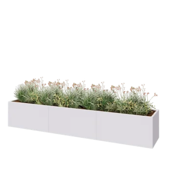 Jardinière XXL en acier - Rectangle - 360 x 60 x 60 cm - RAL9010 mat (blanc) - Sanc plaque de fond