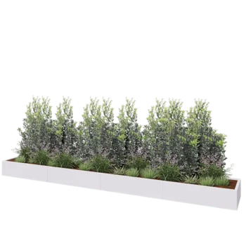 Jardinière XXL en acier - Rectangle - 480 x 60 x 30 cm - RAL9010 mat (blanc) - Sanc plaque de fond