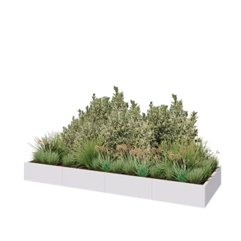 Jardinière XXL en acier - Rectangle - 320 x 100 x 30 cm - RAL9010 mat (blanc) - Sanc plaque de fond