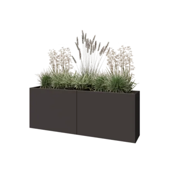 Jardinière XXL en acier - Rectangle - 160 x 30 x 60 cm - RAL7016 mat (gris anthracite) - Sanc plaque de fond