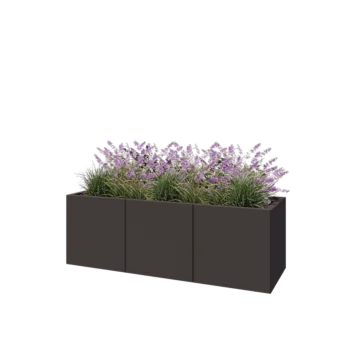 Jardinière XXL en acier - Rectangle - 150 x 50 x 50 cm - RAL7016 mat (gris anthracite) - Avec plaque de fond